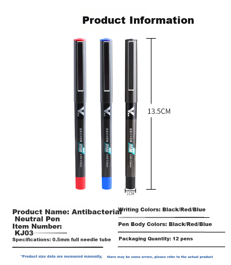 BAOKE 6PC1931 Triangular Retractable Gel Pen, Stylish Student Exam Pen with ST Tip, Quick-Drying, 0.5mm, 6 Pens/pack, Random Pen Barrel Color 7