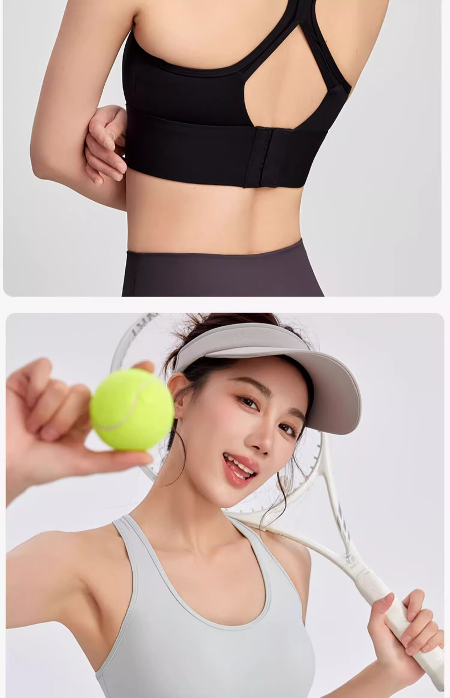NEVER ME Sports Bra, Shock-Absorbing, High-Impact Fitness Training Yoga Sports Vest with Chest Pads, Beautiful Back Design, Side Support, White 14