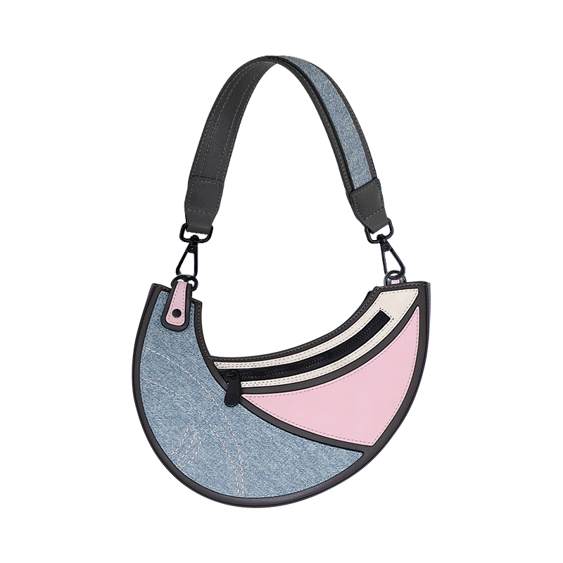 JumpFromPaper Birthday Gift Crescent Bag Underarm Bag Crossbody Bag Shoulder Bag Birthday Gift Handbag Denim Pink