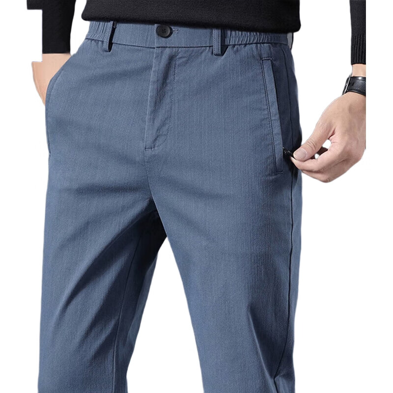 ROMON Casual Pants for Men, Autumn Trendy Trousers, Straight-Leg Comfortable Loose-Fit Sports Business Pants for Men, JK66 Denim Blue 34