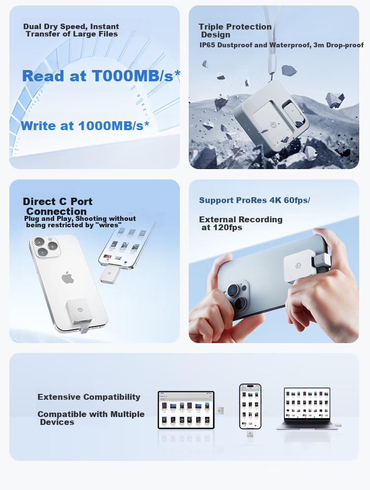 JD Original MiniGo Portable SSD 512GB (PSSD) with Read Speed up to 1000MB/s, Dual-Use External Hard Drive for Apple And Android Phones, Computers, Direct Connectio 3