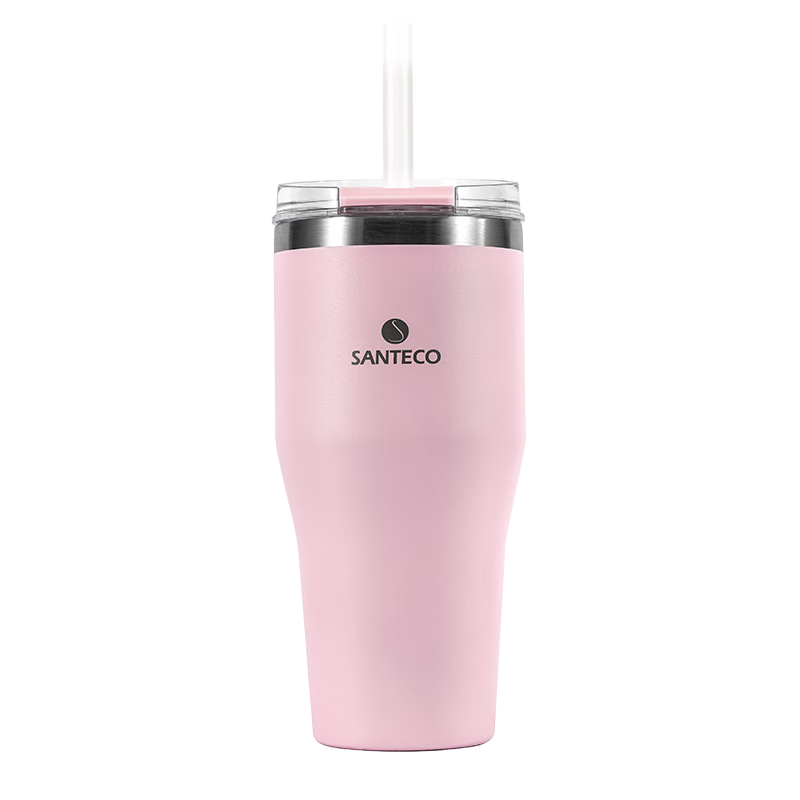 SANTECO Large Capacity Insulated Water Bottle, Portable Coffee Mug for Students And Car Use, Cherry Blossom Pink