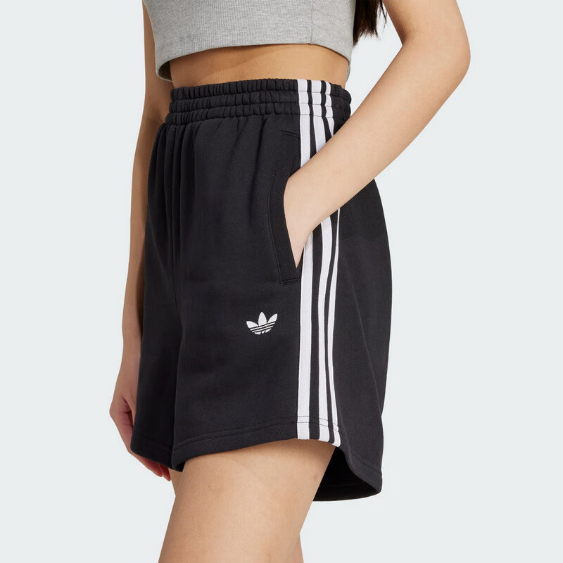 Adidas Women's Trefoil Series, 3S SHORTS FT Knitted Shorts JW5109, Black, XS 6