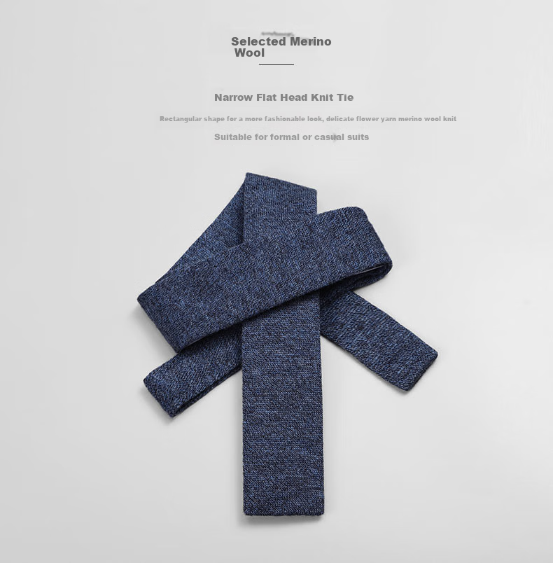Goldlion Men's Korean-Style Knitted Wool Slim-Fit Casual Knitted Tie, Medium Blue-55, 000 3