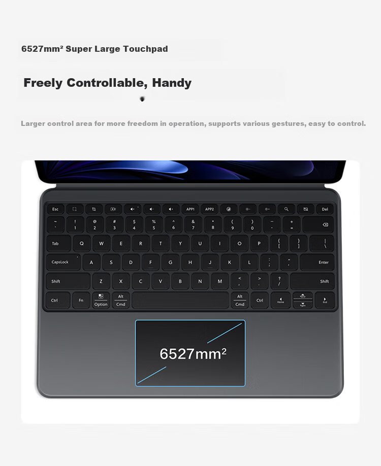 Vivo Smart Touch Keyboard 5, New Moon Gray, Professional Key Layout Design, Extra-Large Touchpad, 140° Adjustable [Compatible with Vivo Pad5 Tablet] 3