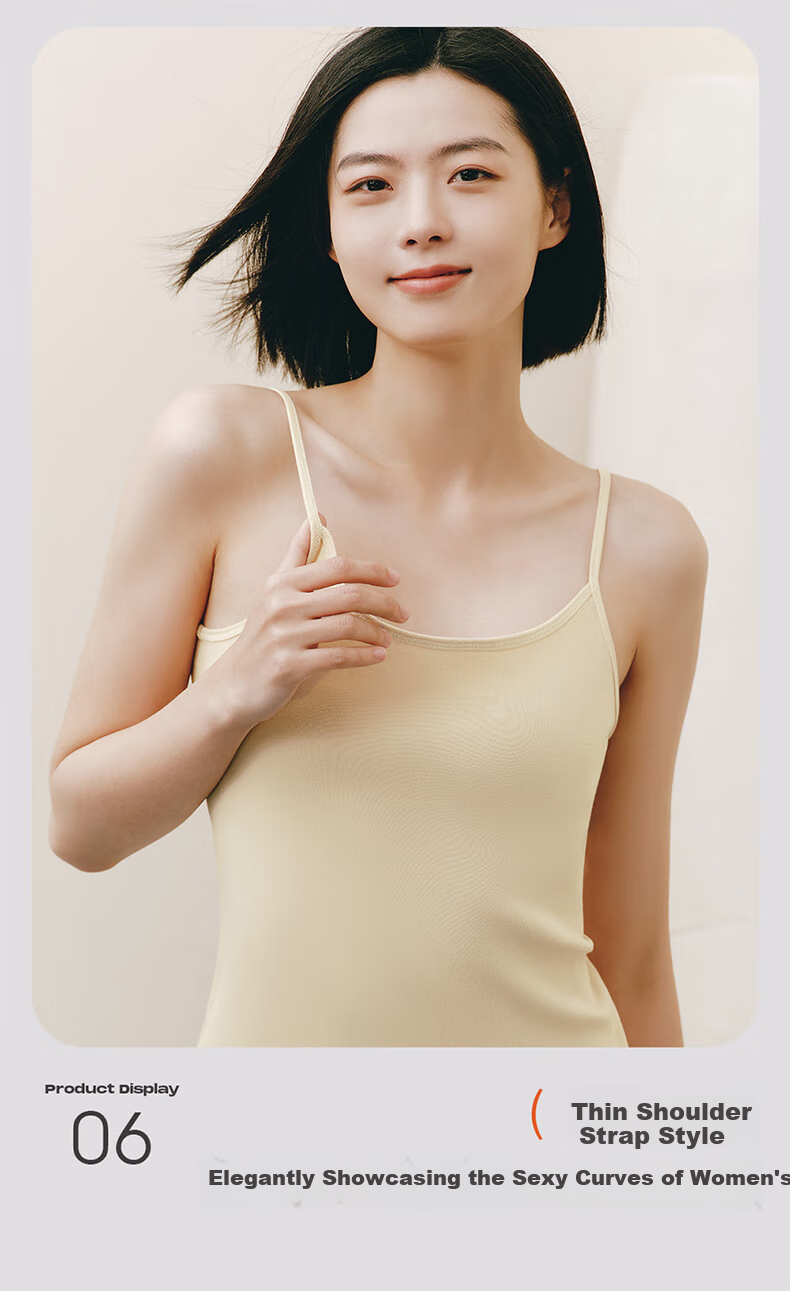 Threegun Women's Camisole Vest [7A Original Yarn Antibacterial] Pure Cotton Ribbed Basic Sleeveless Breathable Stretch 2-Pack 4