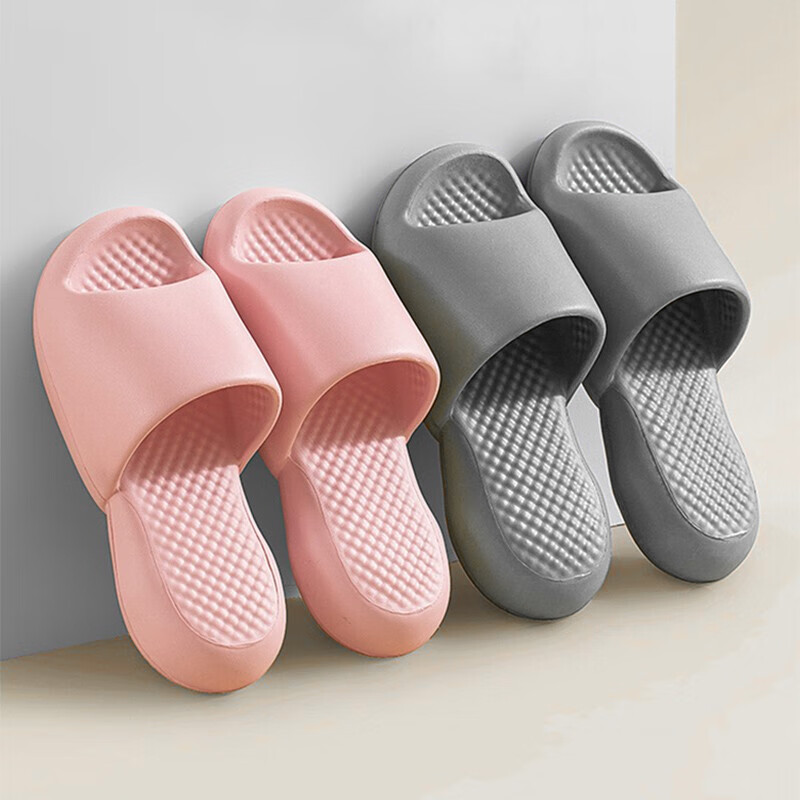 GUOLUOFEI Thick Sole Slippers Men Indoor Home Silent Bathroom Non-slip Couple Air Cushion Sandals Women Black Size 44-45