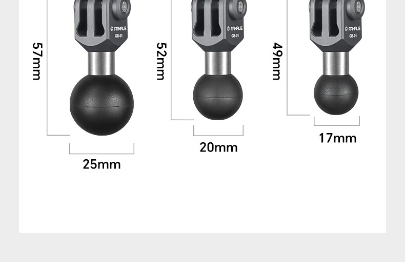 FANAUE Motorcycle Sports Camera Mount Ball Head Base 17mm Fixed DJI GoPro Adapter Cycling Accessory GB-01(17) 7