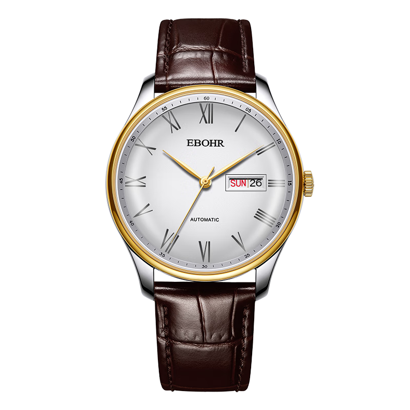 EBOHR Men's Automatic Mechanical Watch with Date, Stainless Steel Band, National Brand, Couple's Gift for Birthday, Valentine's Day, New Year