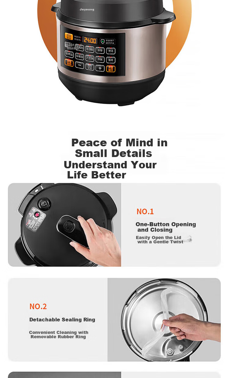 Joyoung Home Smart 6L Dual-Lid Pressure Cooker with One-Button Operation for Cooking Rice And Stewing Y-60C817 2