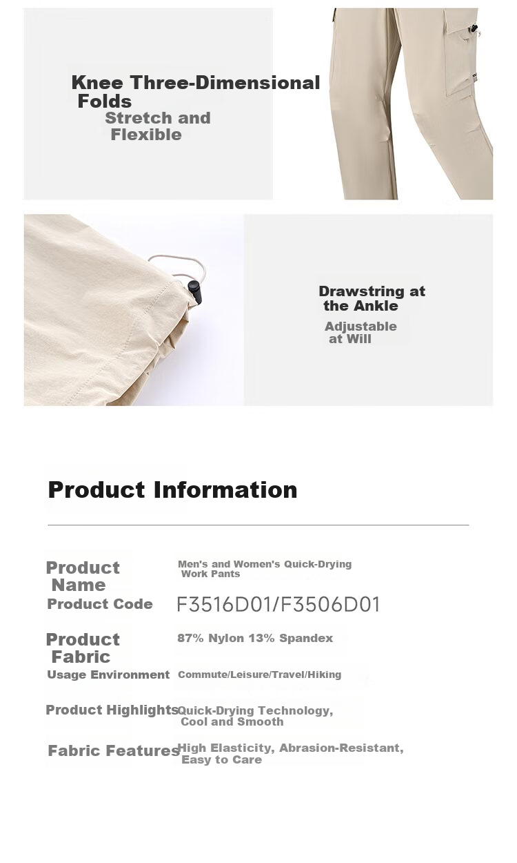 SCALER Quick-Dry Pants for Men And Women, Outdoor Hiking Trousers, Stretchy Casual Sports Cargo Climbing Pants F3516D01 12