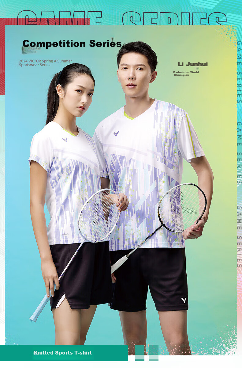 VICTOR Badminton T-Shirt Short Sleeve Women's Training Sportswear T-41010, Bleached, O 1