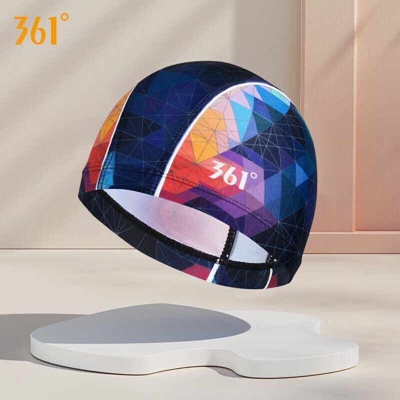 361° Adult Swim Cap Fashion Trendy Professional Comfortable Long Hair Swimming Cap Unisex Fabric Black
