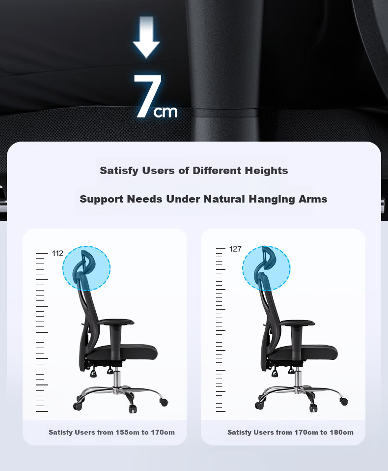 Deli KF221-J Ergonomic Chair, Height Adjustable Armrest Office Computer Chair, Alloy Feet with Footrest, Premium Versio 14