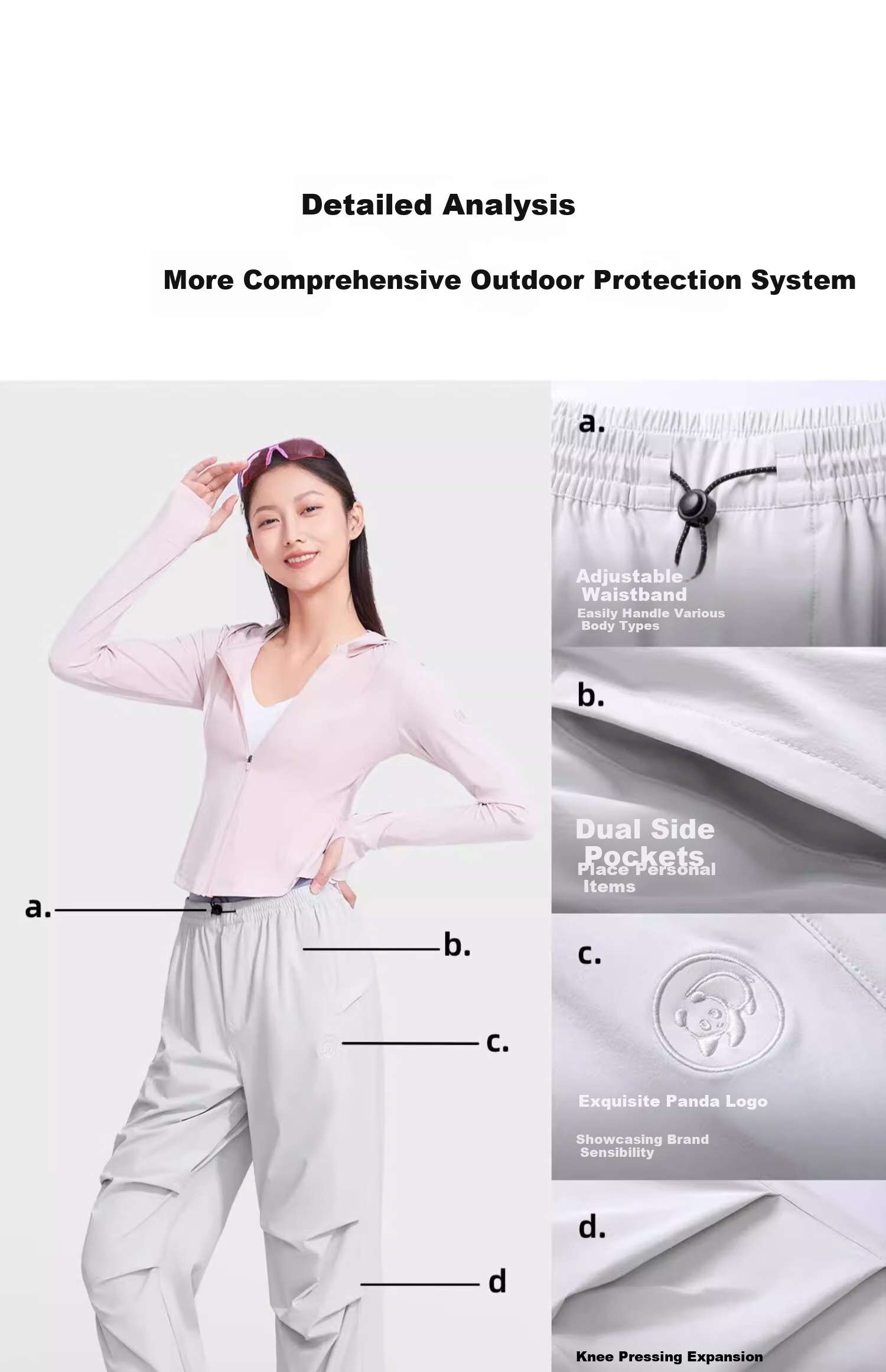 CAMEL Panda Outdoor Softshell Tactical Pants Quick-Dry Workwear Functional Pants Women Spring Summer Loose Casual Jogger Sun Protection Paratrooper Pants 11