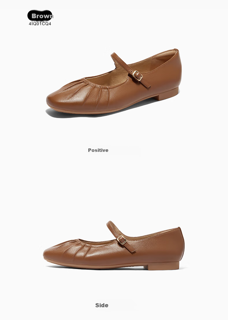 SENDA Mary Jane Shoes for Women, Autumn Style, Same As in Shopping Malls, Soft Upper, Shallow Mouth Flats 4IQ01CQ4 Beige 37 7