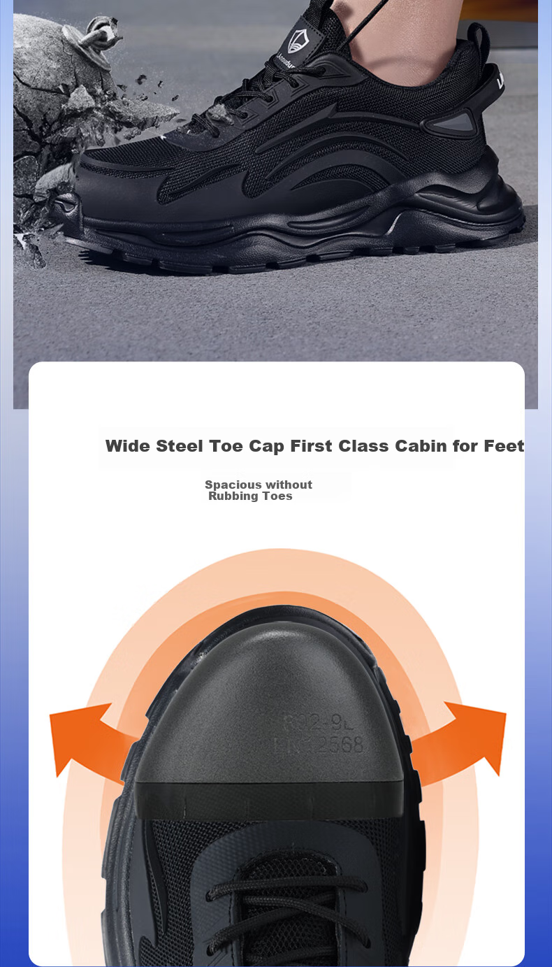 Lanoudun Safety Shoes for Men, Summer Breathable Lightweight Steel Toe Cap Puncture-Resistant Work Boots D211N Size 38 8