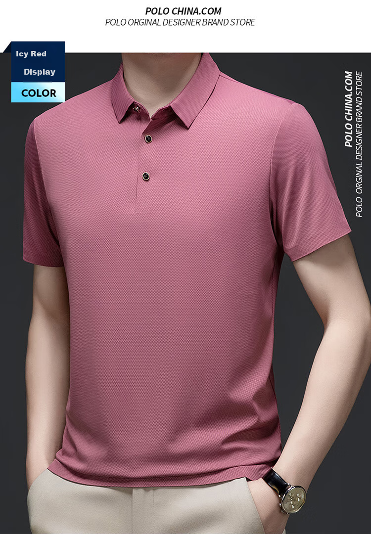 LangSha Polo Shirt for Men, Summer Quick-Dry Ice Silk Cool-Touch T-Shirt, Loose Casual Business Versatile Collared Short Sleeve, Gift for Elders 19