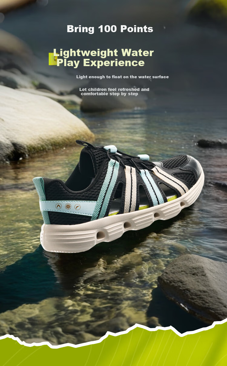 Anta Kids Boys Summer Breathable Slip-On Water Shoes Beach Sandals A12626910 Size 26 4