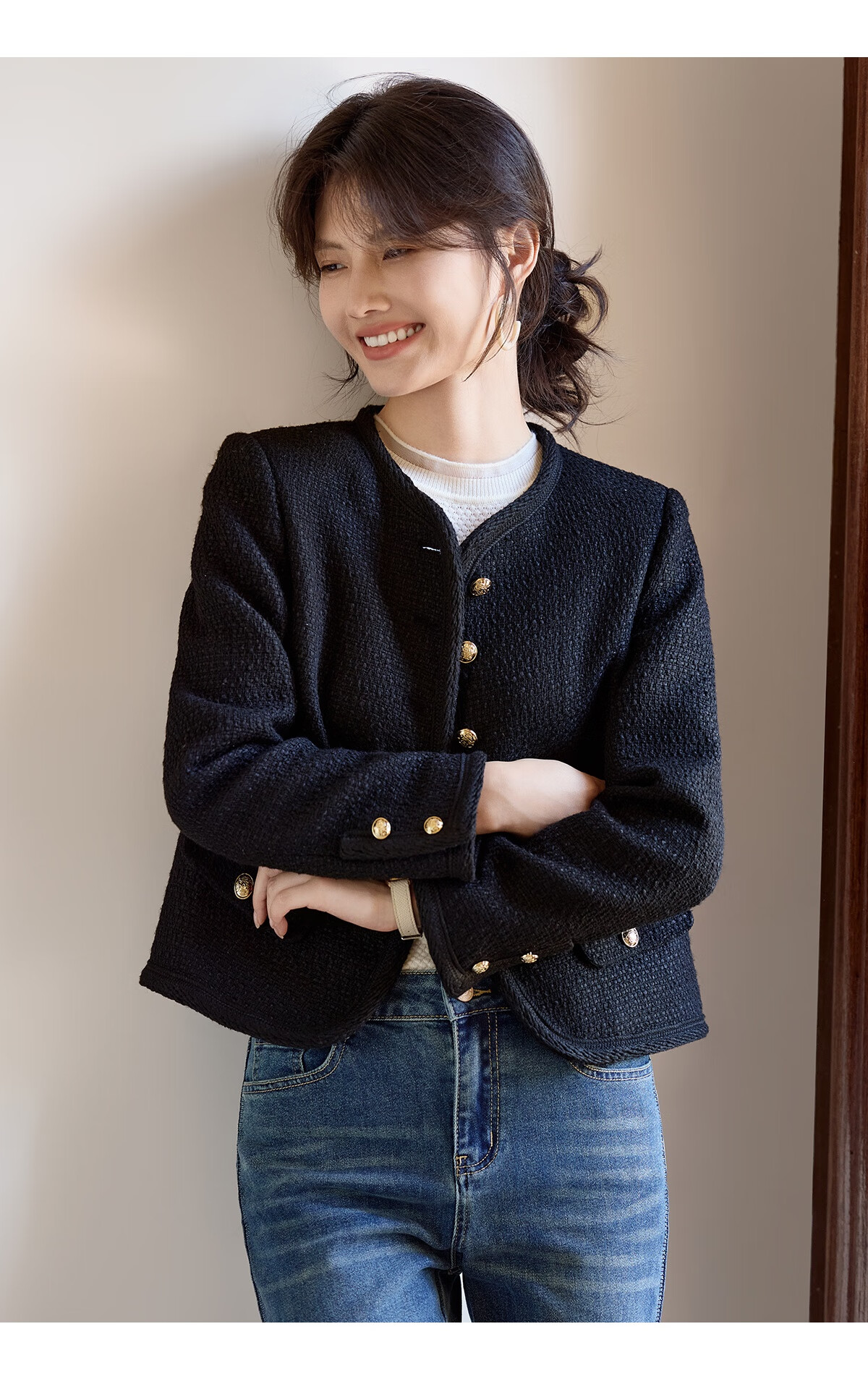 She Enjoy Tweed Chanel Style Jacket Women Autumn Winter Slim Fit Short Coat Commuting Outerwear T53D107 8