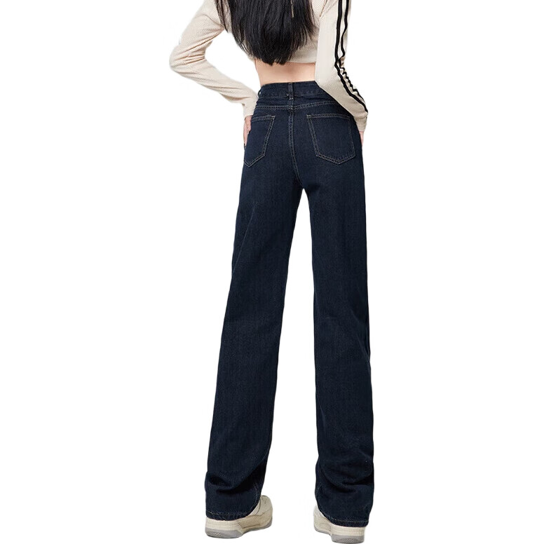 Джинсы Jeanswest Женские, Осенние Свободные Широкие Брюки, Модный Корейский Стиль, Прямые Брюки для Миниатюрных, Простой Дымчато-серый, Размер L
