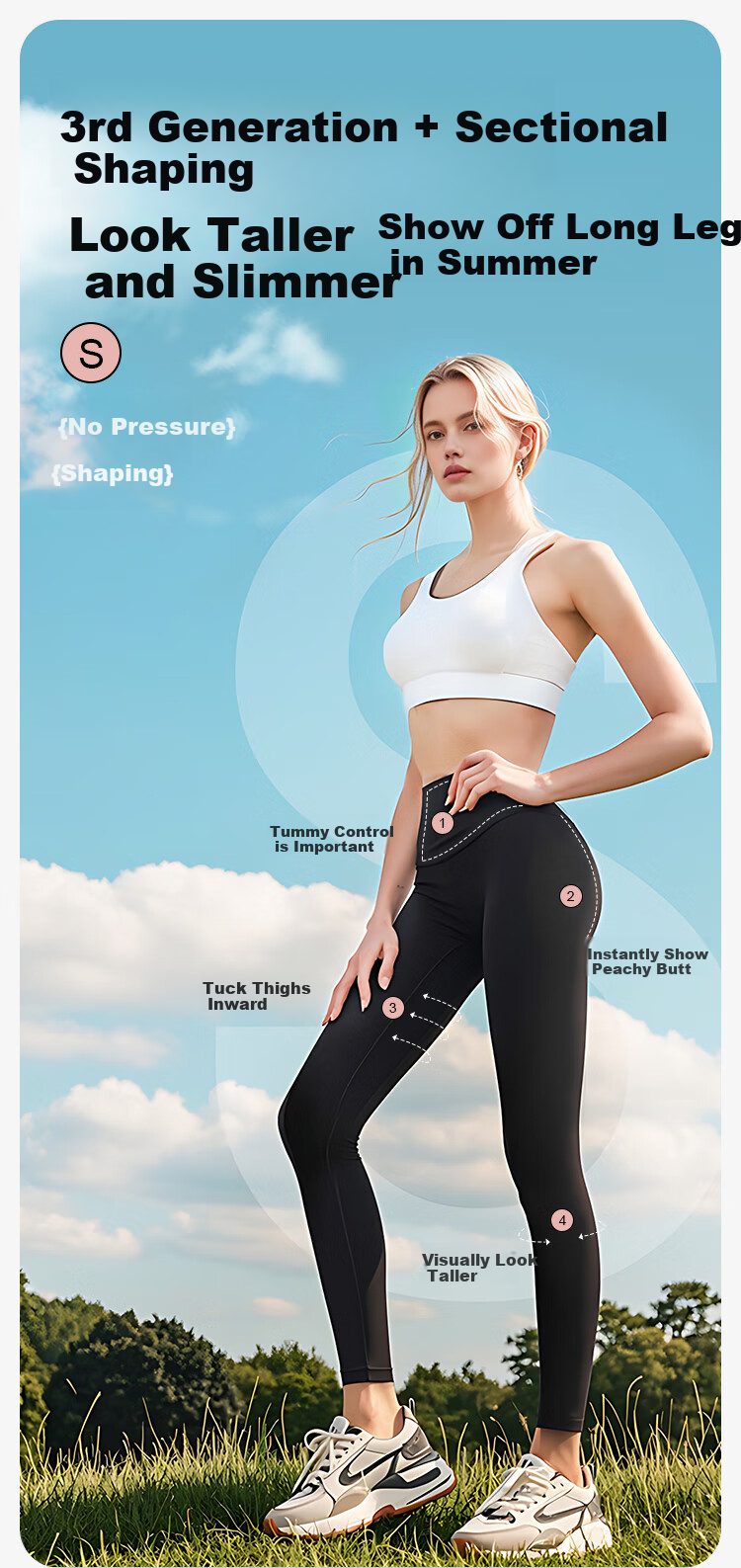 Livex Shark Leggings for Women, High-Waisted Tummy Control Butt-Lifting Shapewear Pants, Tight-Fitting Sports Yoga Leggings for Outer Wear 4