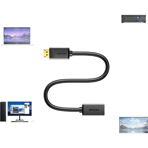 UGREEN Кабель-адаптер DP - HDMI, 4K 30 Гц, для подключения компьютера к телевизору/монитору, 3 метра, 10203