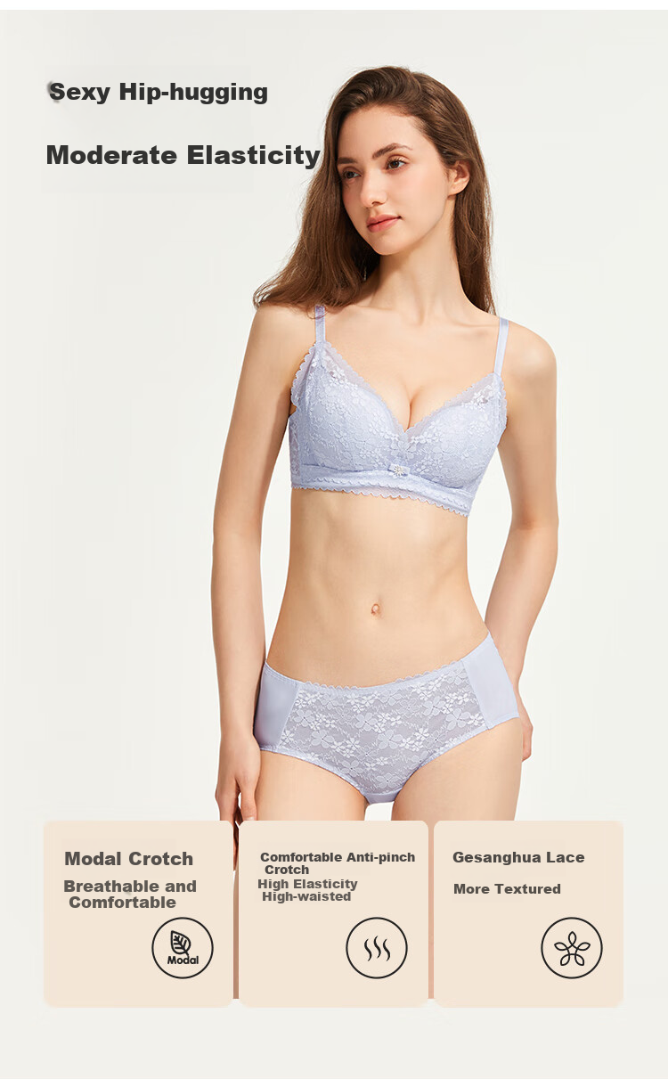 Dushiliren 26 New Women's Bra Set, Side Push-Up, Gathered, Breathable, Sexy Lace Brassiere And Panties Gift 2B353I 5