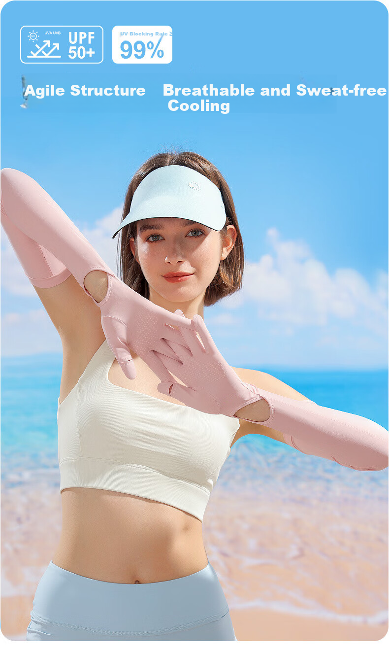 TUCANO Sun Protection Gloves for Women, Summer Driving UV-Resistant Sunshade Arm Sleeves, Extended Length with Finger Exposures, Touchscreen Compatible, Ice Silk Arm Covers 1