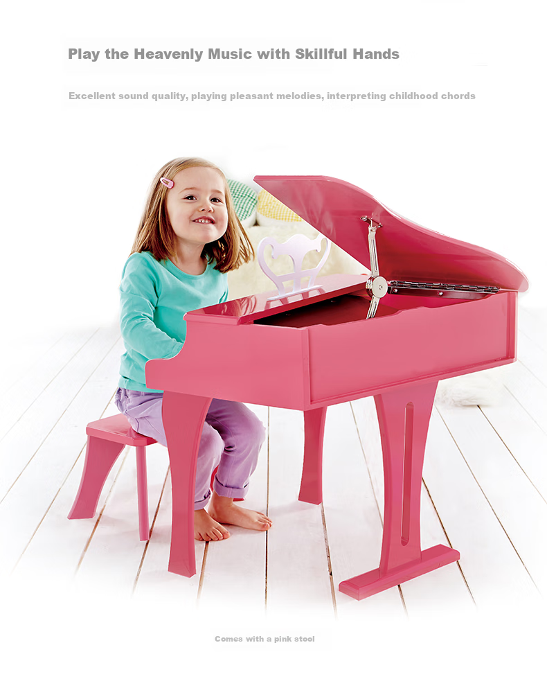 Hape (Germany), Children's Early Education Enlightenment Musical Piano Toy, 30-Key Mechanical Piano, Pink, Gift for Girls, E0319 4