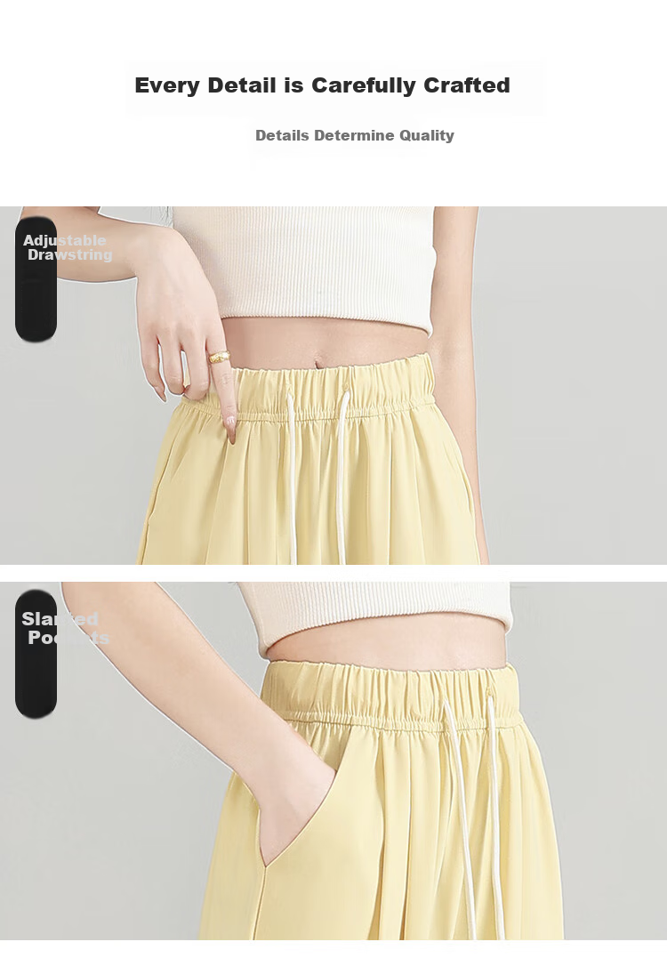 Free Style Wide-Leg Pants for Women Summer Thin 2026 New High Waist Slim Loose Draped Ice Silk Cool Casual Trousers 7