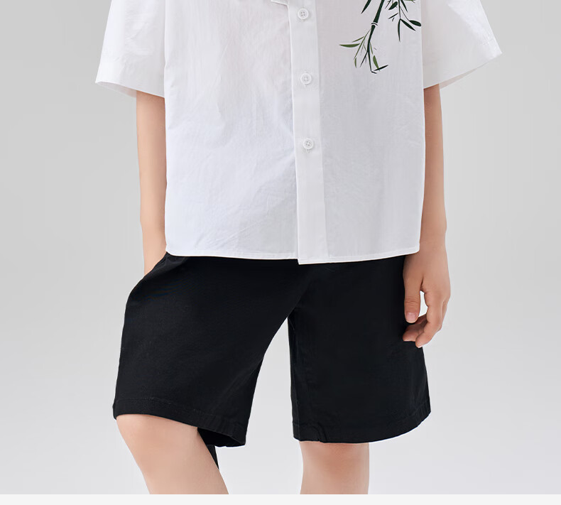 Luomeng Boys' Short-Sleeve Shirt, Chinese-Style Children's New Bamboo Shirt, Boys' Summer Top for Older Kids, White, Size 130 12