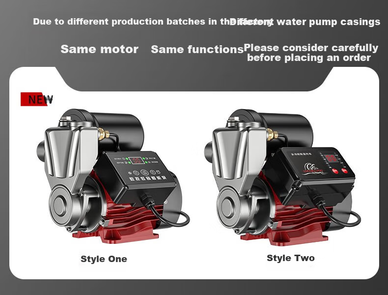 Oulaide Booster Pump, Household Fully Automatic Pressure Booster, Water Heater, Home Shower, Tap Water, Self-Priming, Non-Mute Booster Pump 15