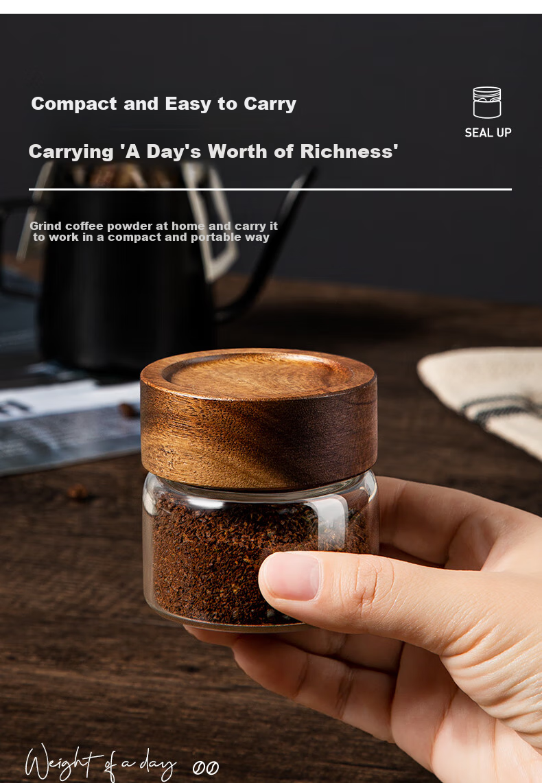Newair Glass Coffee Grounds Airtight Container, Coffee Bean Storage Jar, Mini Portable Food-Grade Tea Storage Container 8