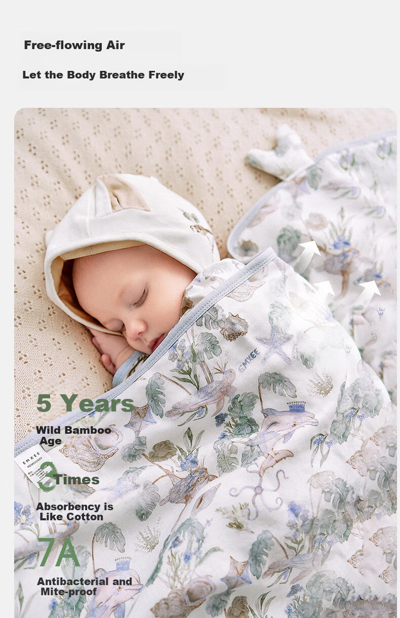 EMXEE Baby Swaddle Blanket, Spring And Summer Newborn Mulberry Silk Swaddle, Infant Wrap Blanket, Newborn Swaddling Cloth 7