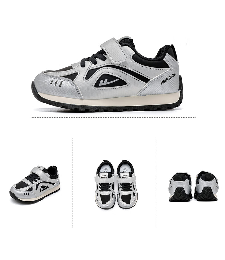 Warrior Children's Casual Sneakers, Spring Boys And Girls Velcro Running Shoes WZCL1645, Navy Blue, Size 37 9