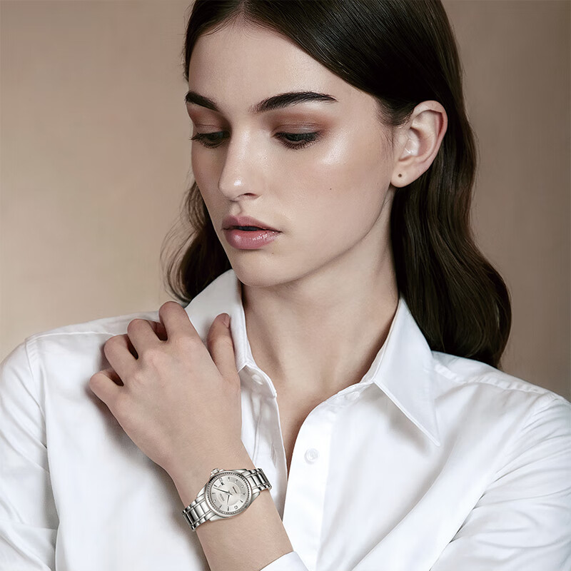 FIYTA Classic "White Moonlight" Mechanical Steel Band Business Elegant Women's Watch Leather Strap Gift Box Holiday New Year Gift for Girlfriend