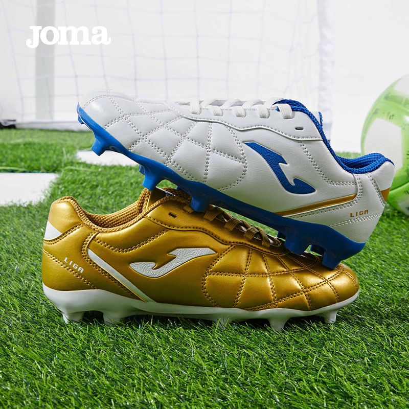 JOMA Kids Soccer Shoes AG Studs 2025 New Youth Student Professional Football Training Shoes Red Gold Size 35