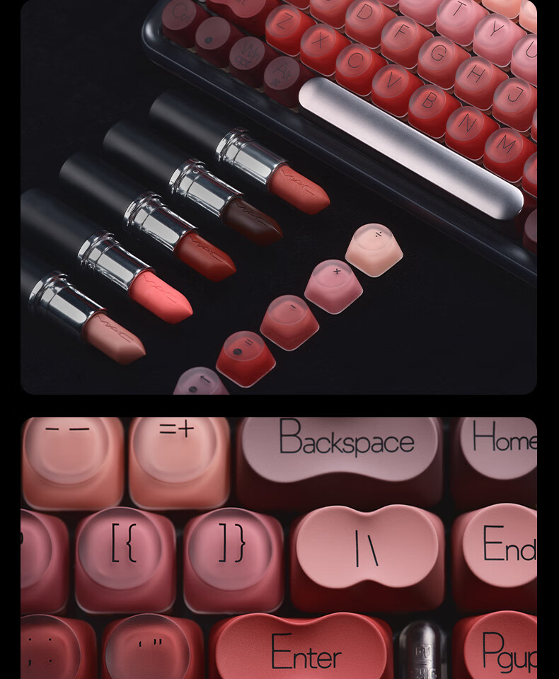 LOFREE Lofree Lipstick Black Tube MAC Collaboration Mechanical Keyboard Wireless Tri-mode Bluetooth Hot-swappable 84-Key Office Keyboard for Women 4