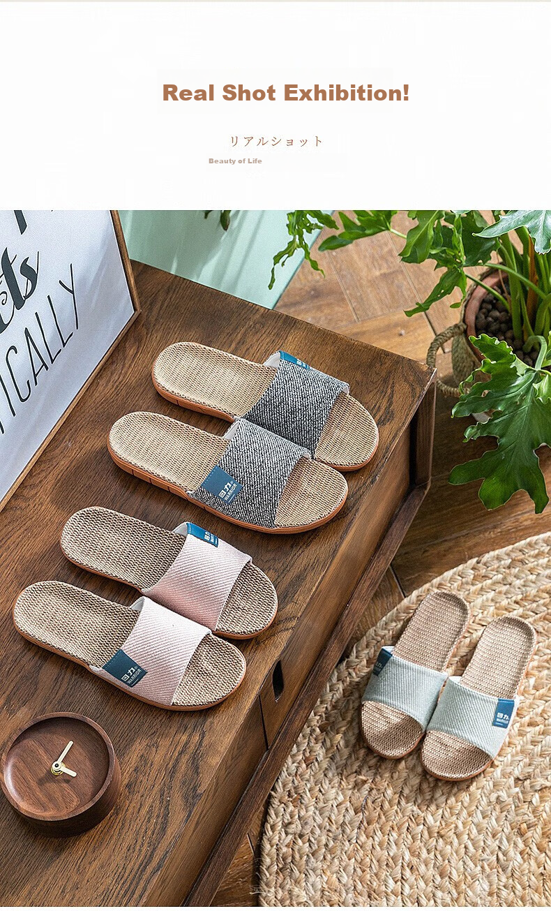 Huili Linen Slippers for Men, Indoor Breathable Non-Slip Odor-Free Couple's Floor Slippers, Blue Size 44-45 10