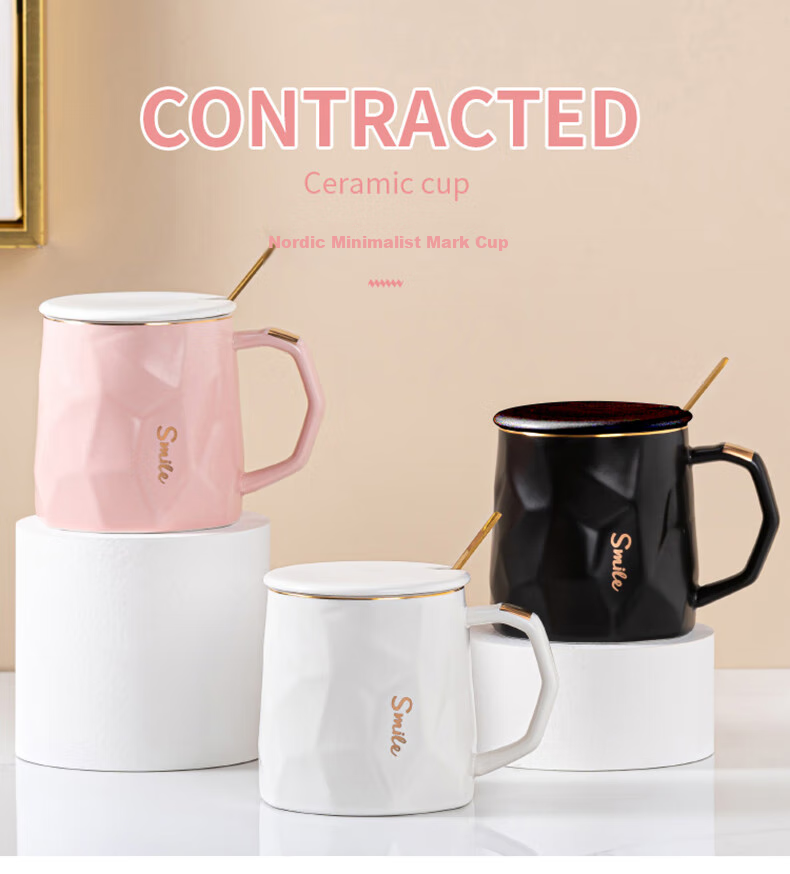 JIWUSENLIN Temperature-Controlled Mug Birthday Gift for Girlfriend Boyfriend Coffee Cup Thermos Cup Coaster Employee Souvenir Insulated Cup Black 1