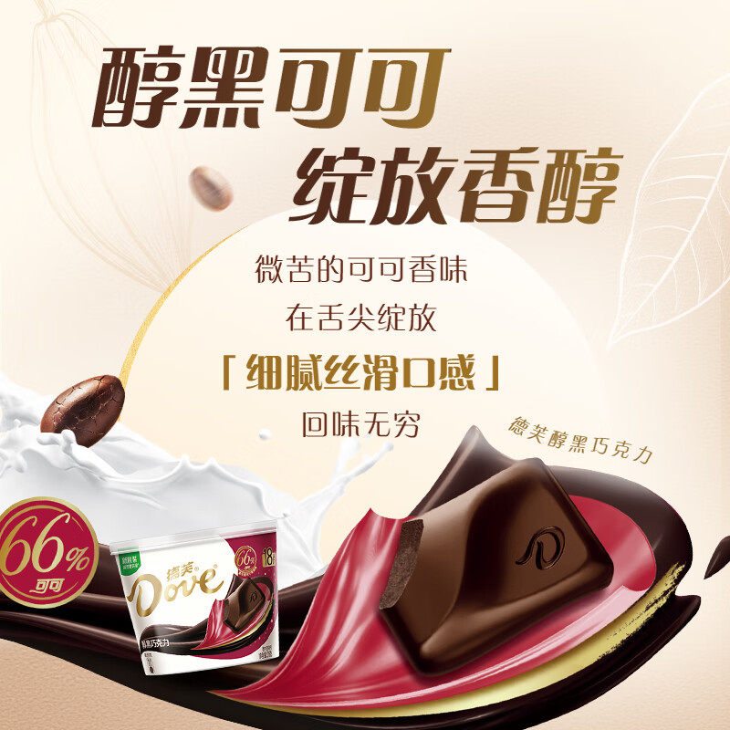 德芙全家桶 66%可可脂倍醇黑巧克力 碗装216g 休闲零食  生日礼物 