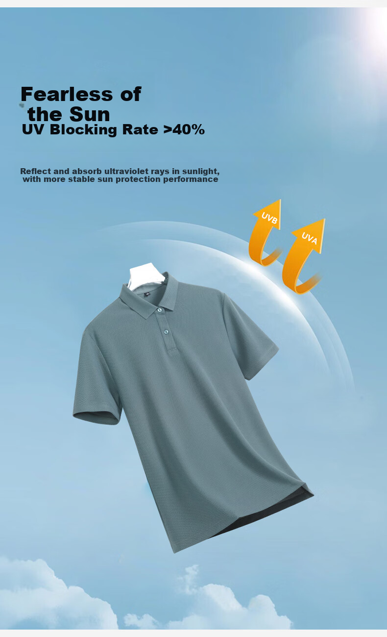 ROMON Sun Protection Men's Polo Shirt, Summer New Style, 7A Antibacterial Ice Silk Cool-Feeling Seamless T-Shirt, PY29 Apricot Color, 3XL 6