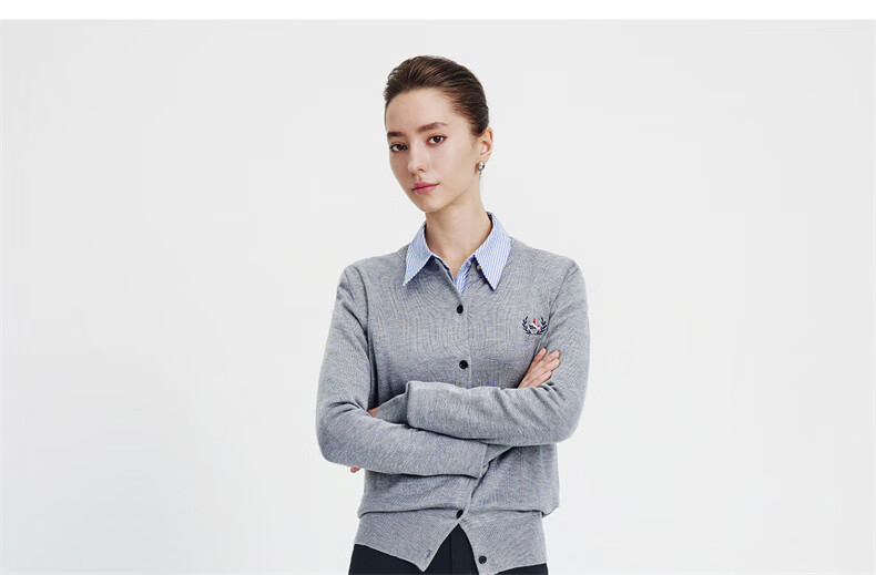 Navy Sail Italy Women's Soft Touch Crew Neck Knit Cardigan Classic Sweater Jacket 2334092061 Blue S 5