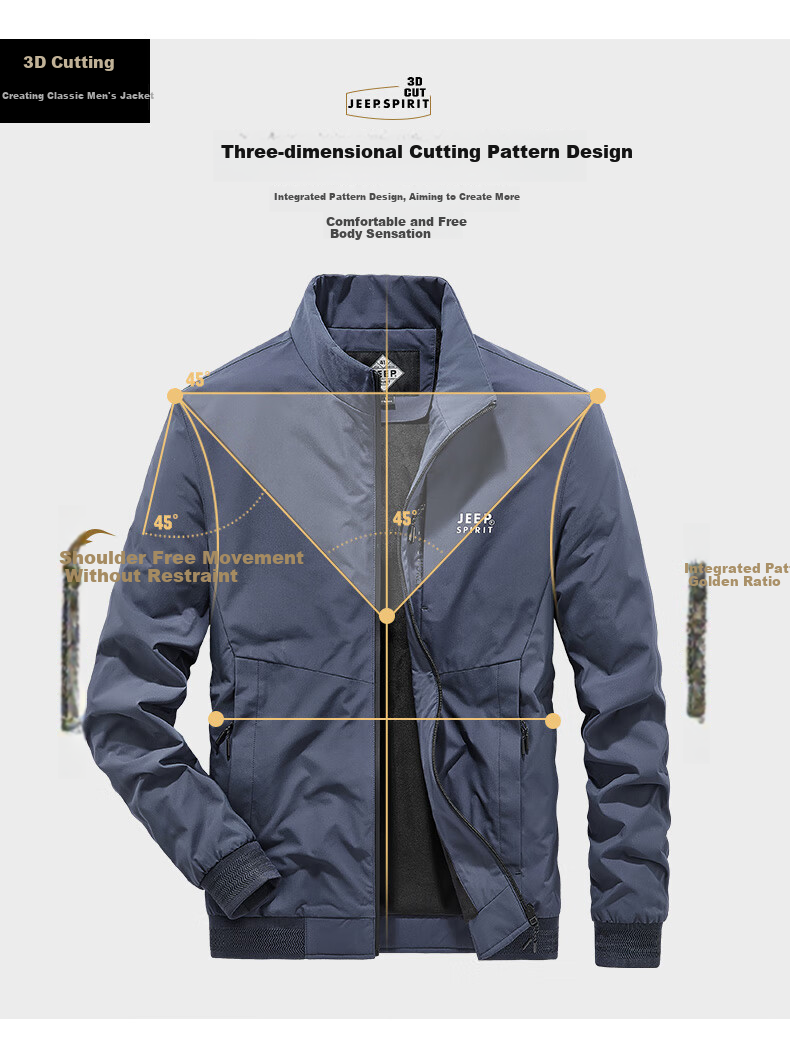 JEEP SPIRIT Men's Jacket, Spring And Autumn Casual Stand-Collar Outerwear, Dark Gray, XL 5