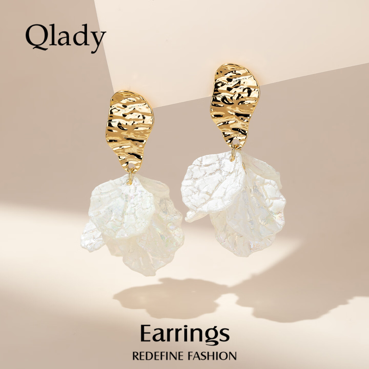 Qlady Fairy Petal Earrings for Women, Summer Ear Studs, 2026 New Year Elegant Vacation Style Dangle Earrings Gift