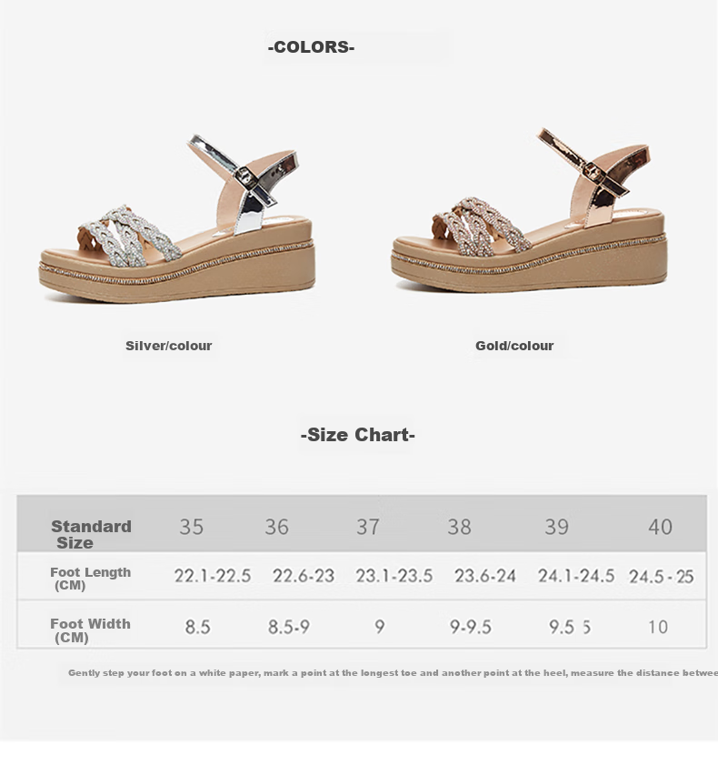 DAPHNE Thick-Soled Wedge Sandals for Women, Fashionable And Elegant Soft-Soled Shoes, Versatile High Heels to Match Dresses, Model 4622303004, Silver, Size 40 7