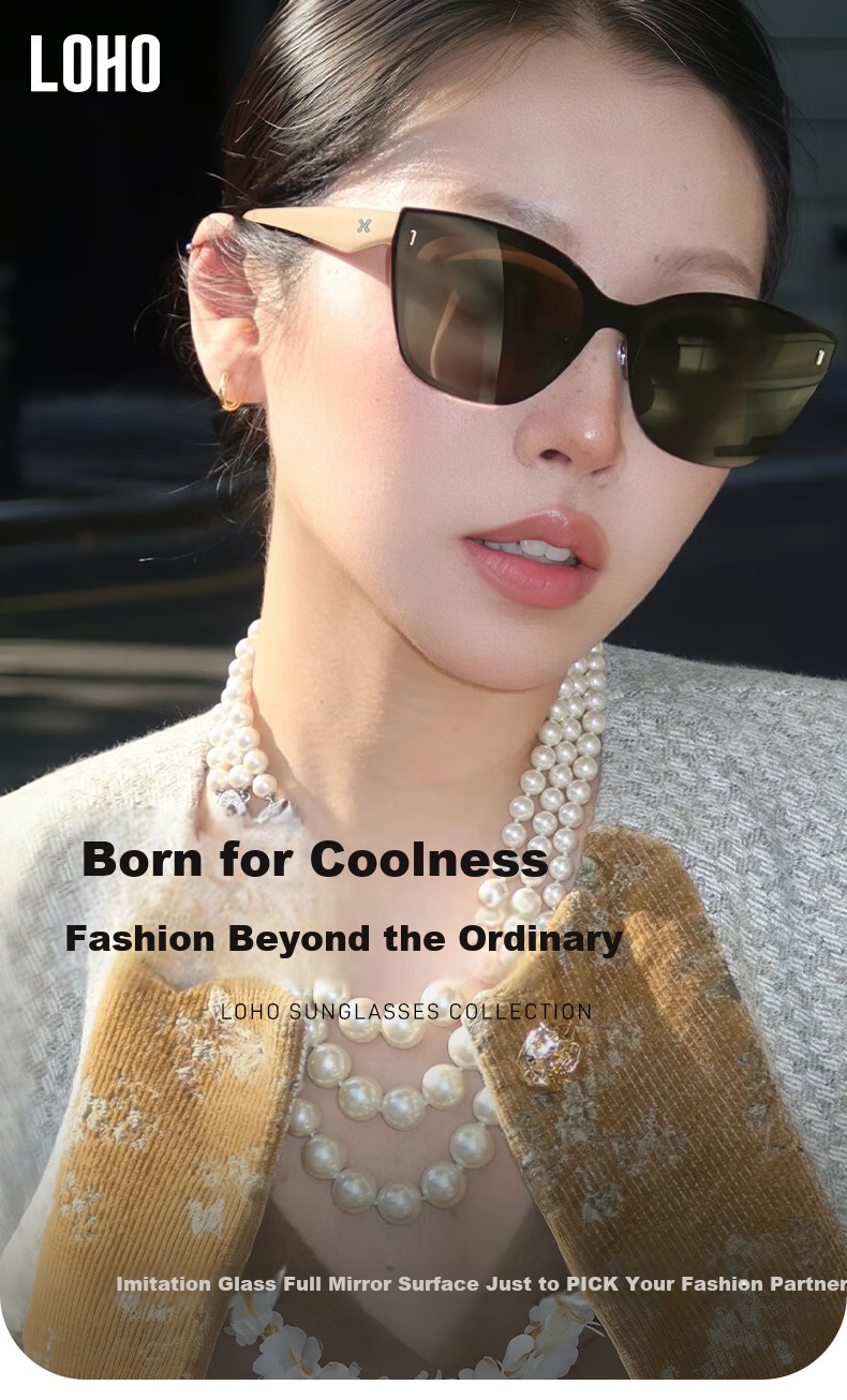 LOHO Sunglasses, 2026 New Cat-Eye High-End Color-Blocking Sunglasses for Women, Full Mirror High-Definition Sun Protection Glasses for Me 1