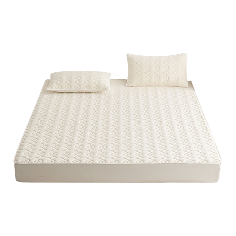 HLA A-Class 7A Antibacterial Cotton Quilted Mattress Protector Single Thickened Bed Cover Set White Three-Piece 180*200cm