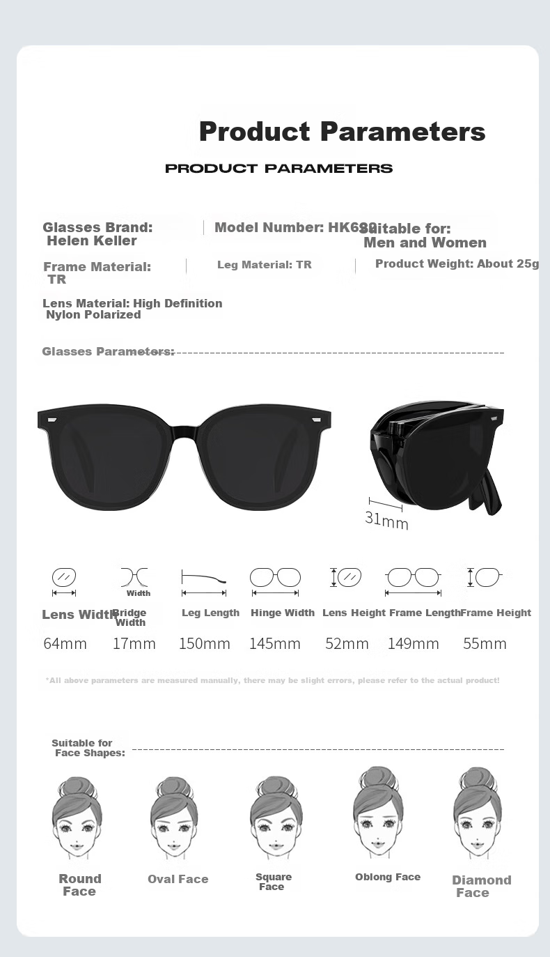 HELEN KELLER Sunglasses for Men And Women, UV Protection Polarized Foldable Driving Glasses HK622H01 5